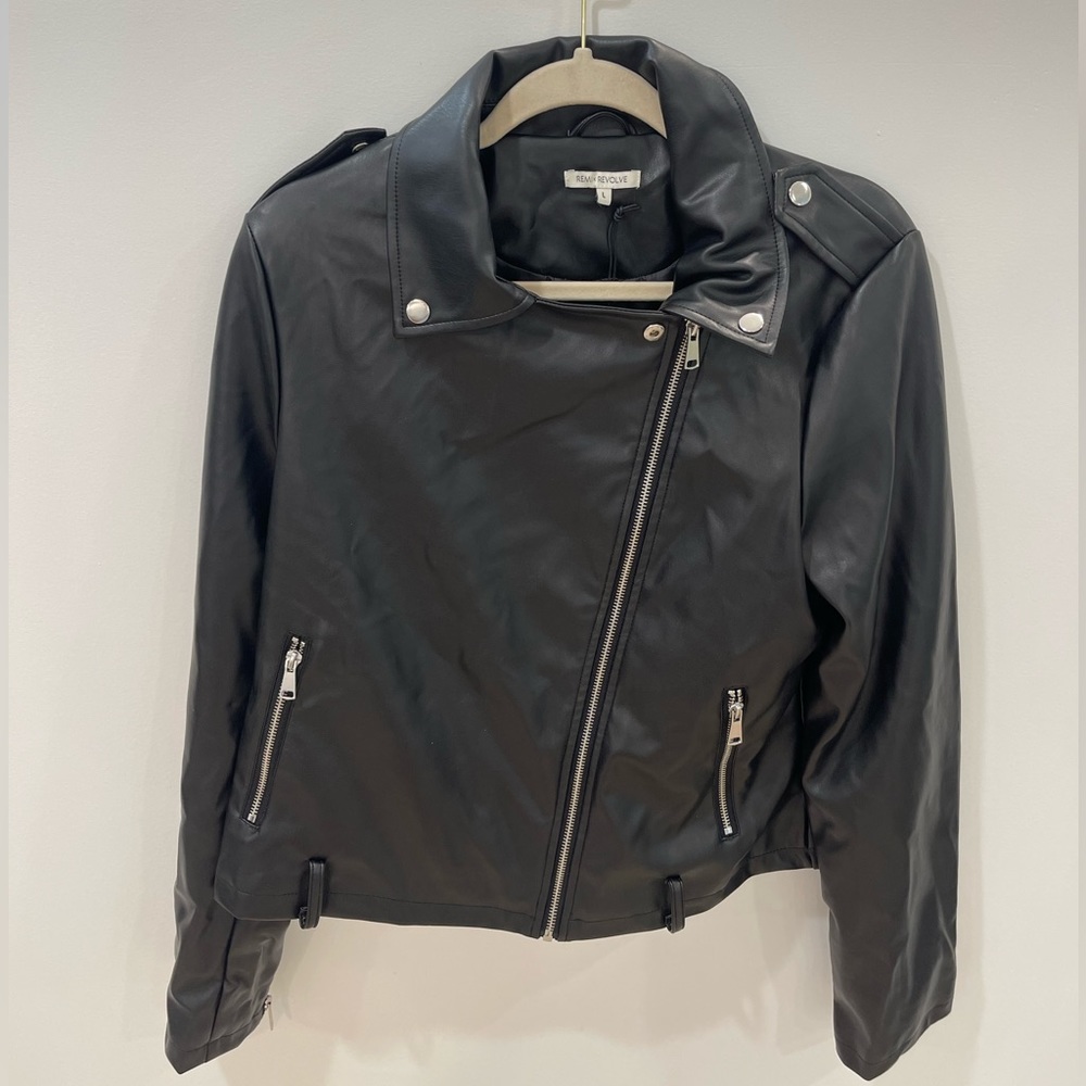 Alexa Faux Leather Moto Jacket in Black